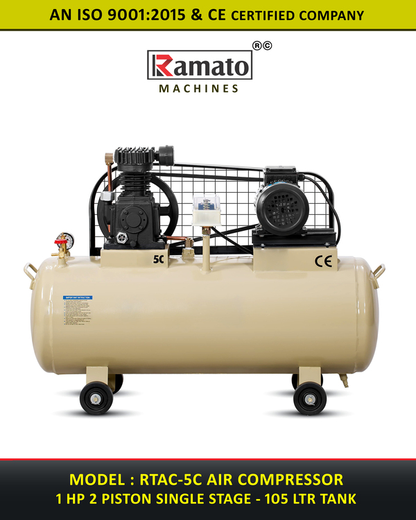 1 HP 2 Piston Single Stage Industrial Air Compressor Manufacturer Exporter in Rajkot Gujarat Bharat (INDIA)