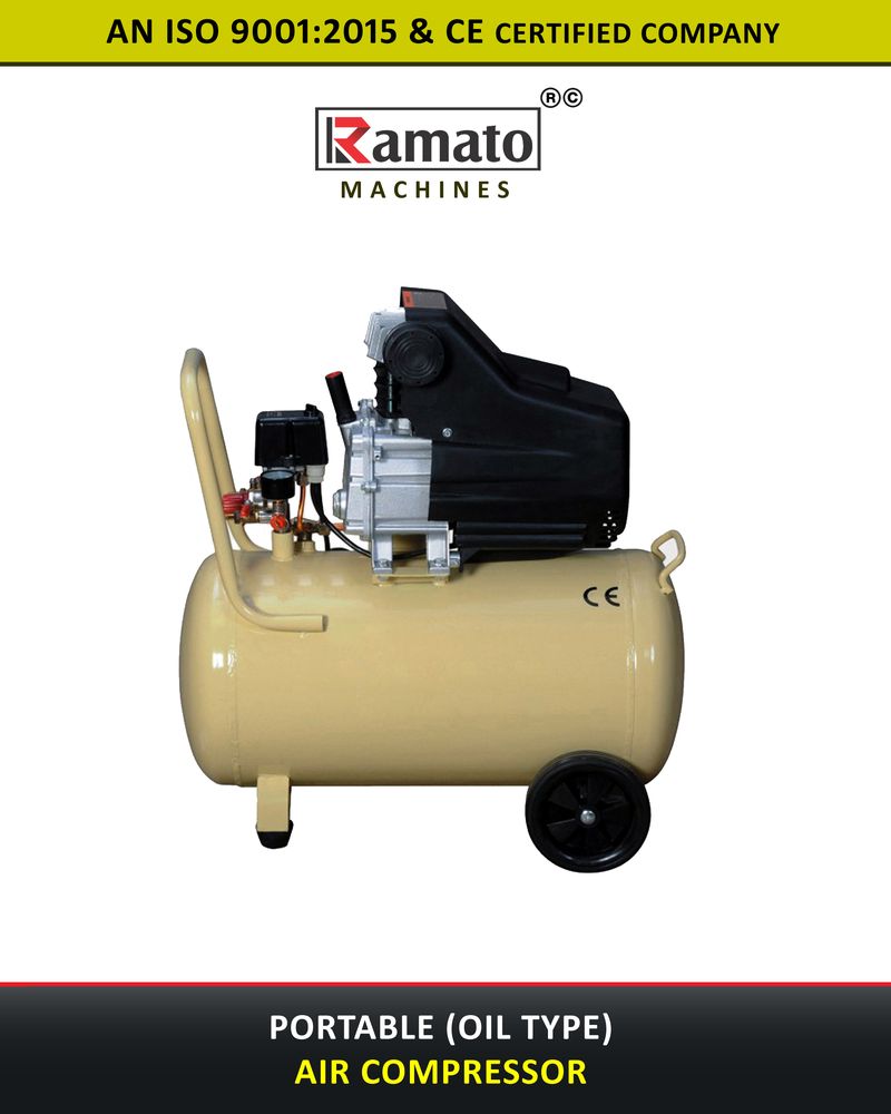 Oil Type Portable Air Compressor Manufacturer Exporter in Rajkot Gujarat Bharat (INDIA)