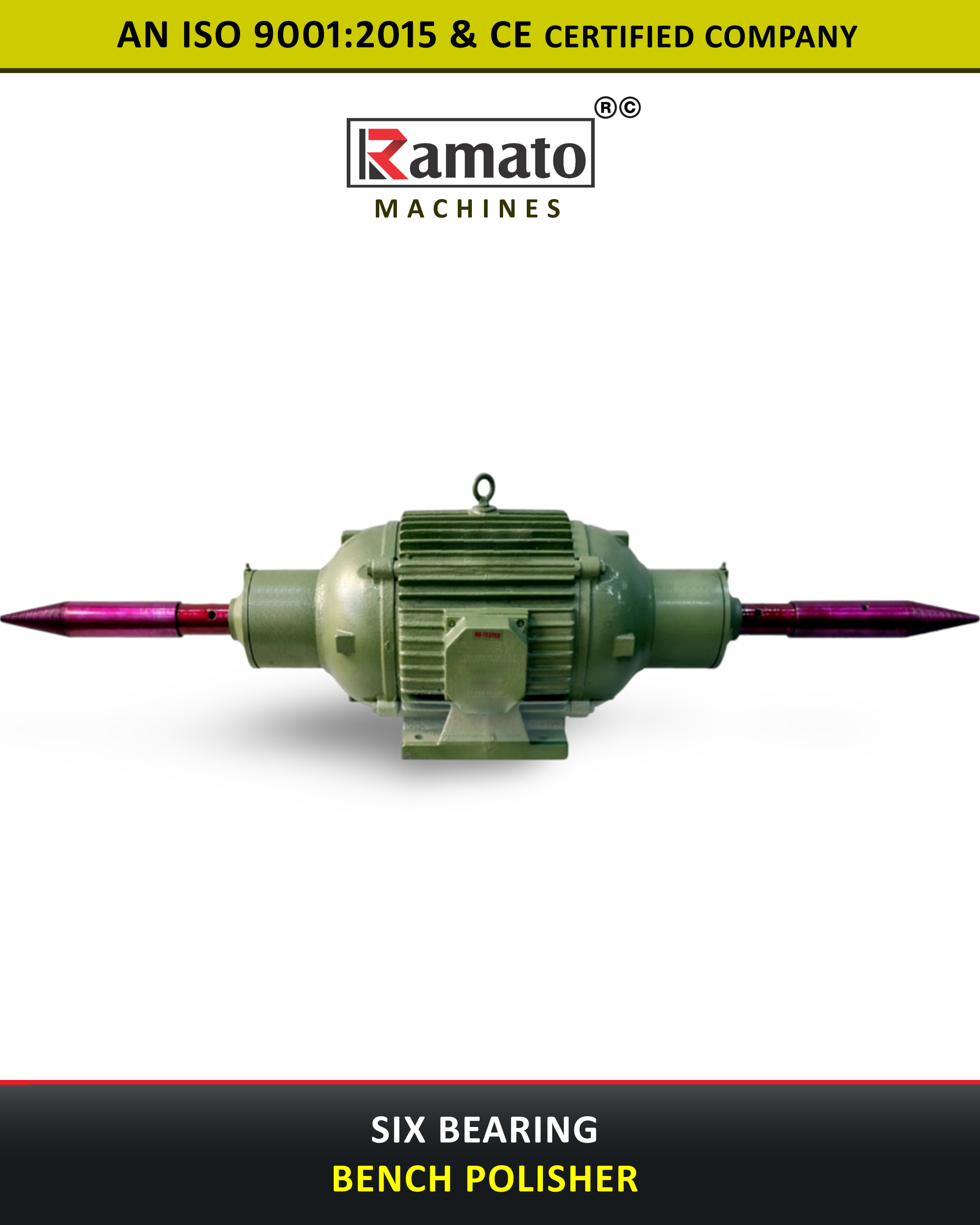 Six Bearing Bench Polisher Buffing Machine Manufacturer Exporter Rajkot Gujarat Bharat (INDIA)