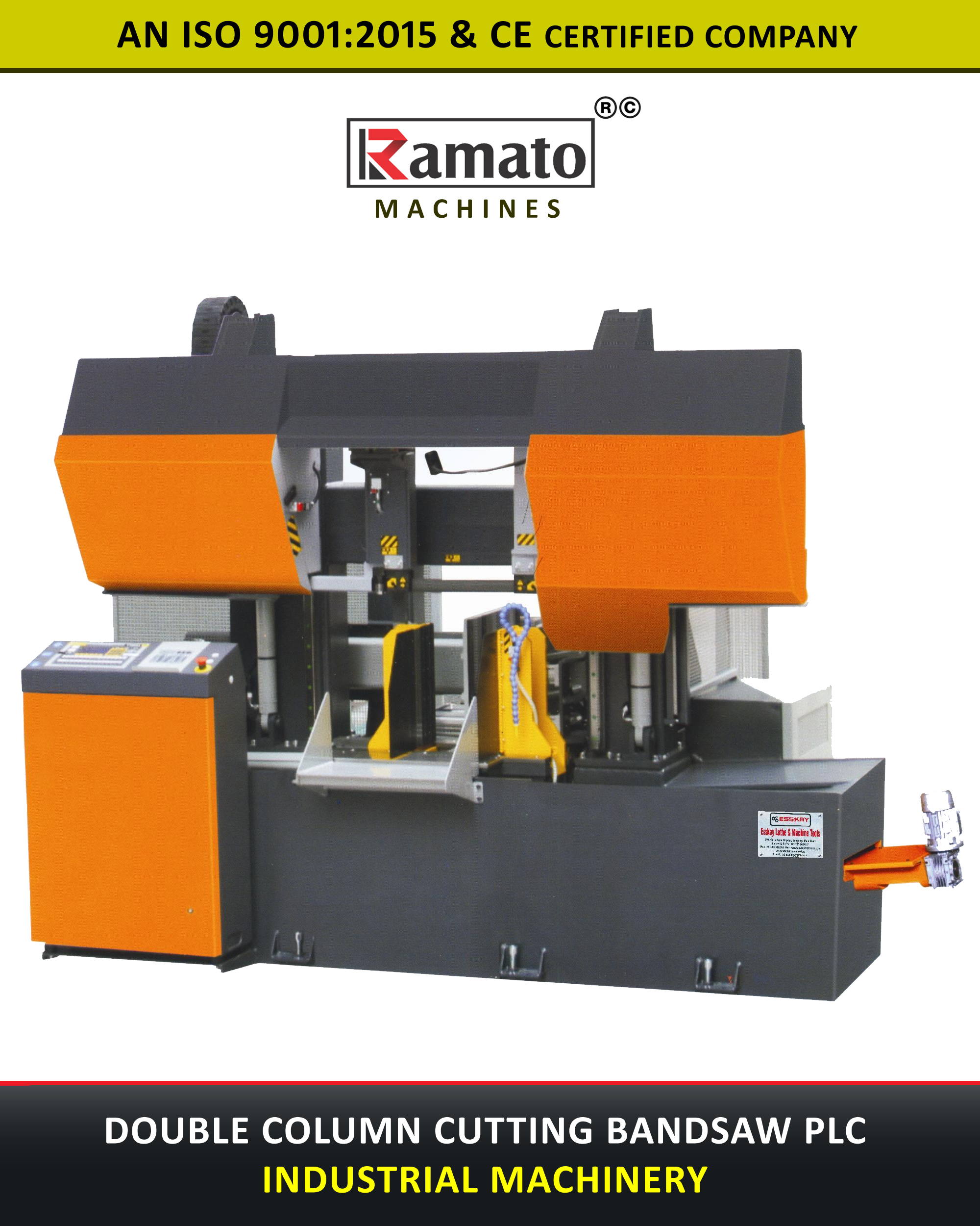 Ramato Double Column Cutting Bandsaw Machine Manufacturer From Rajkot Gujarat Bharat (INDIA)