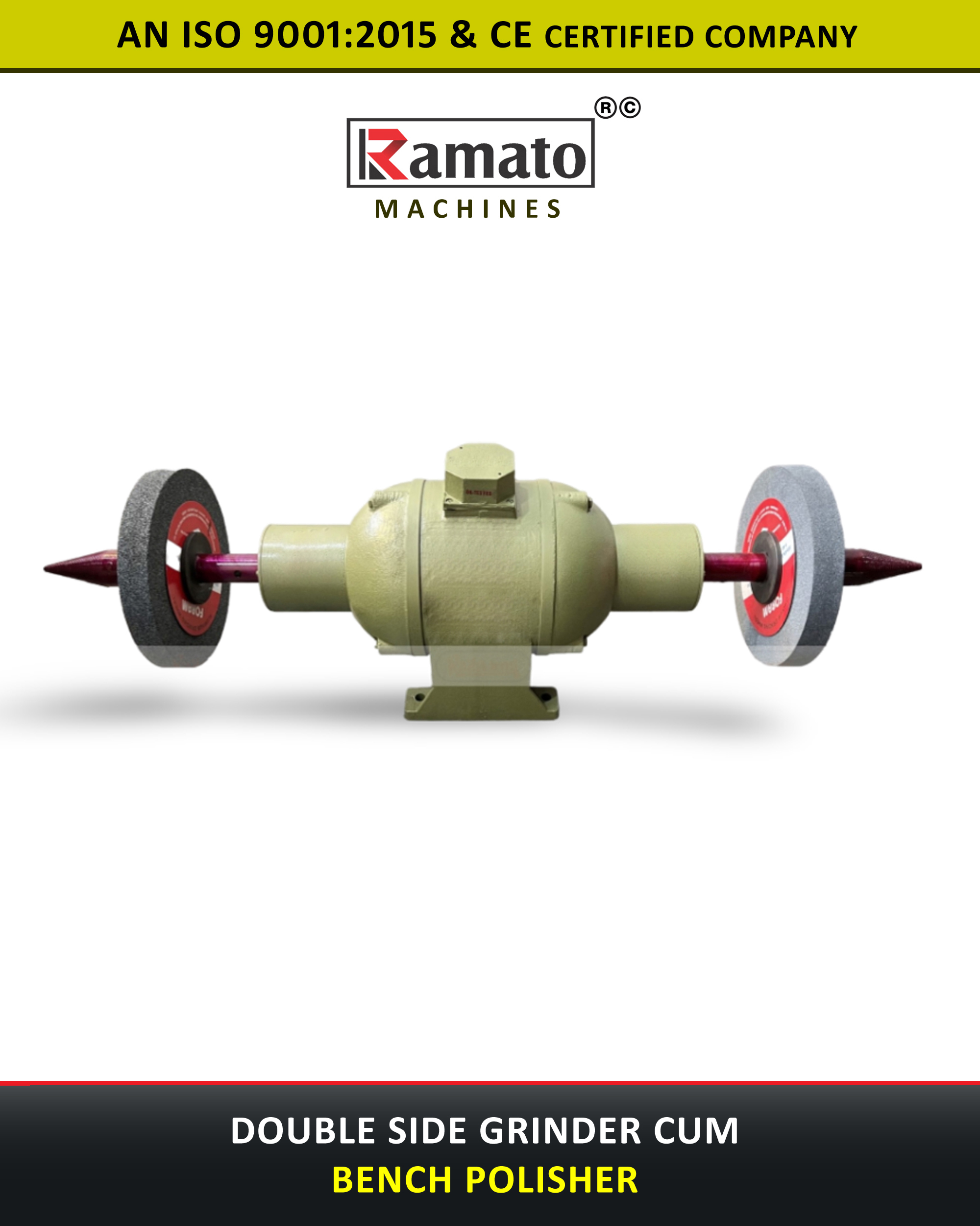 Double Side Bench Grinder Cum Polisher Manufacturer Exporter in Rajkot Gujarat Bharat (INDIA)