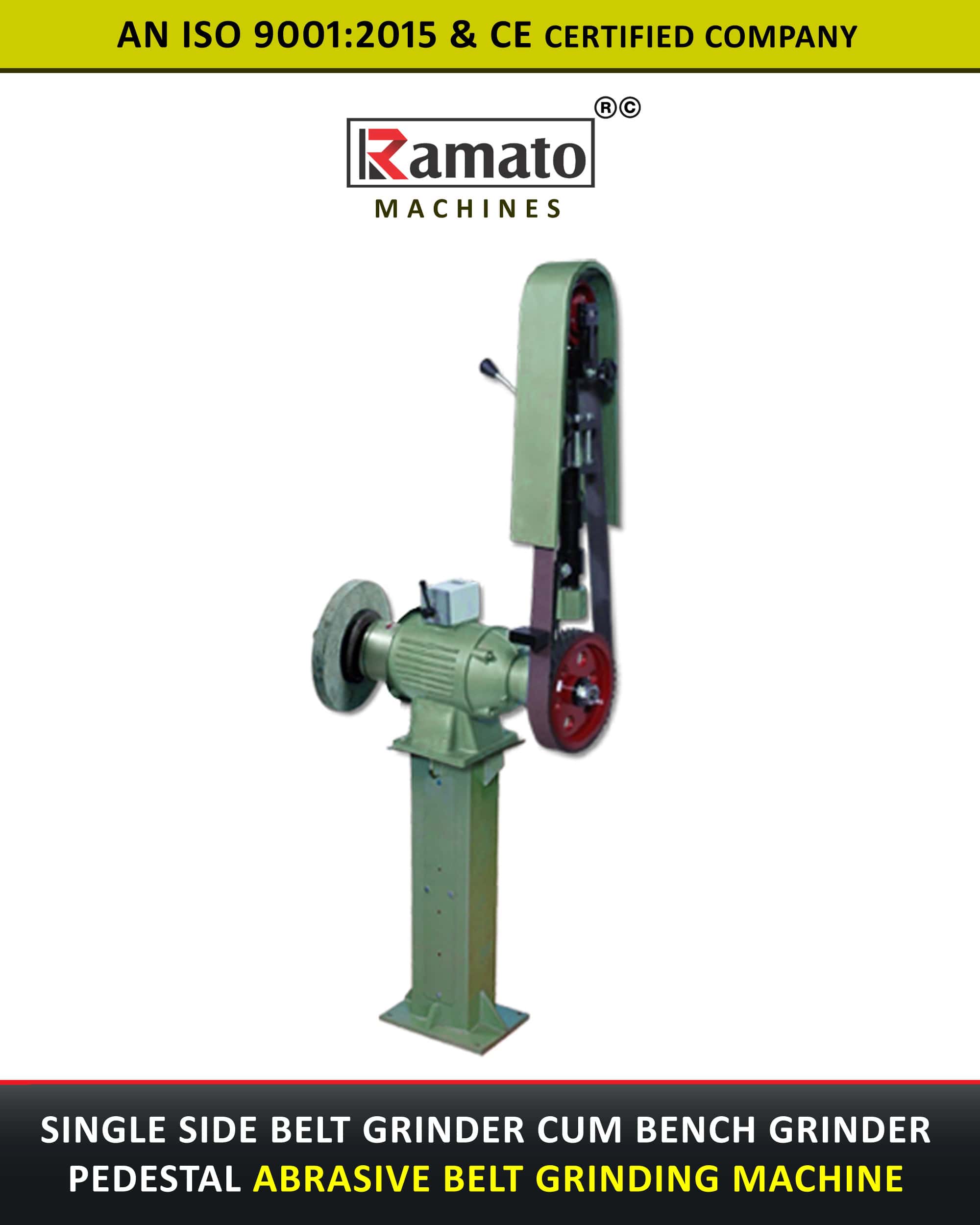 Single Side Belt Grinder Cum Bench Grinder With Pedestal Stand