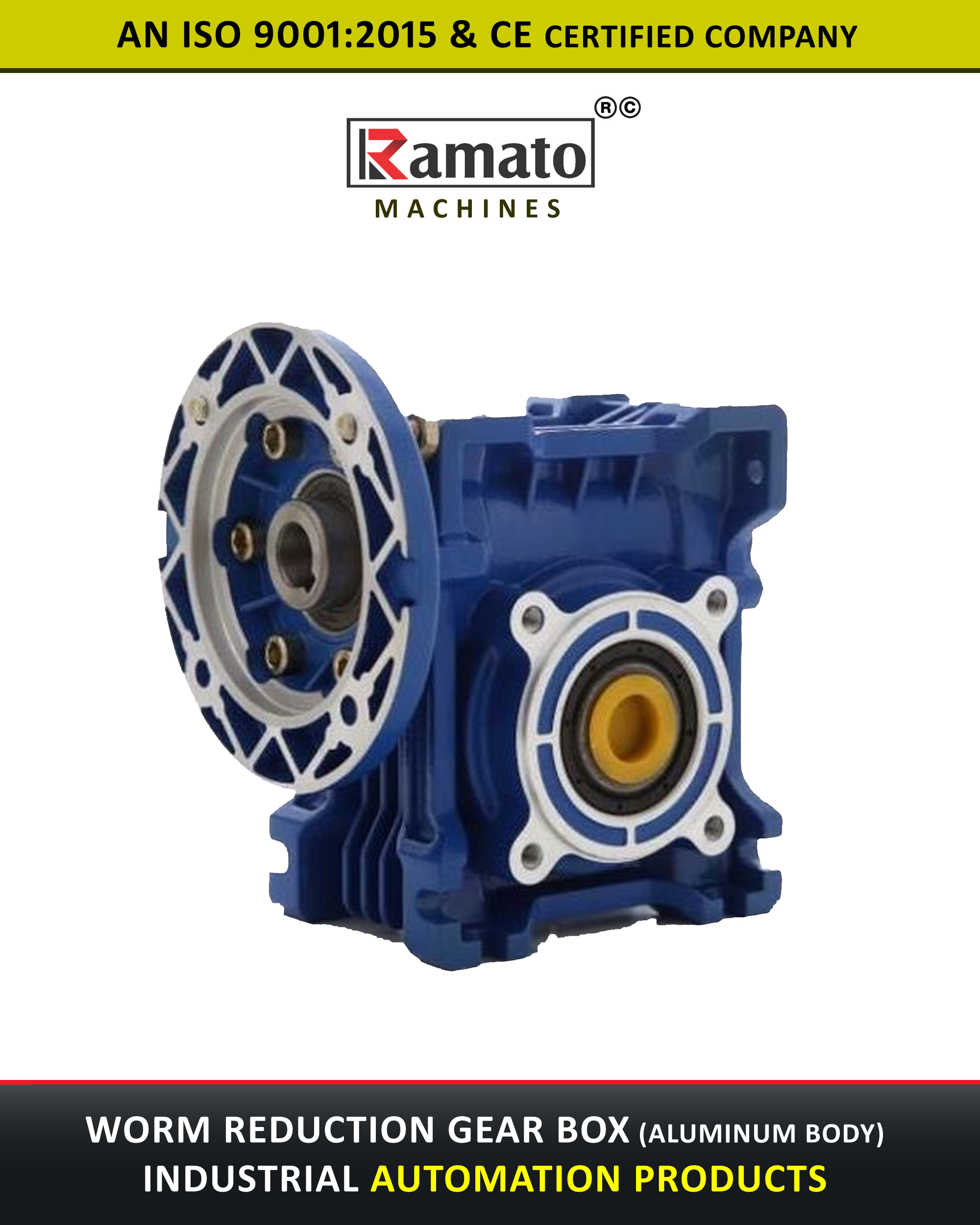 Worm Gearbox Aluminum Body Manufacturer Exporter Rajkot Gujarat Bharat (INDIA)